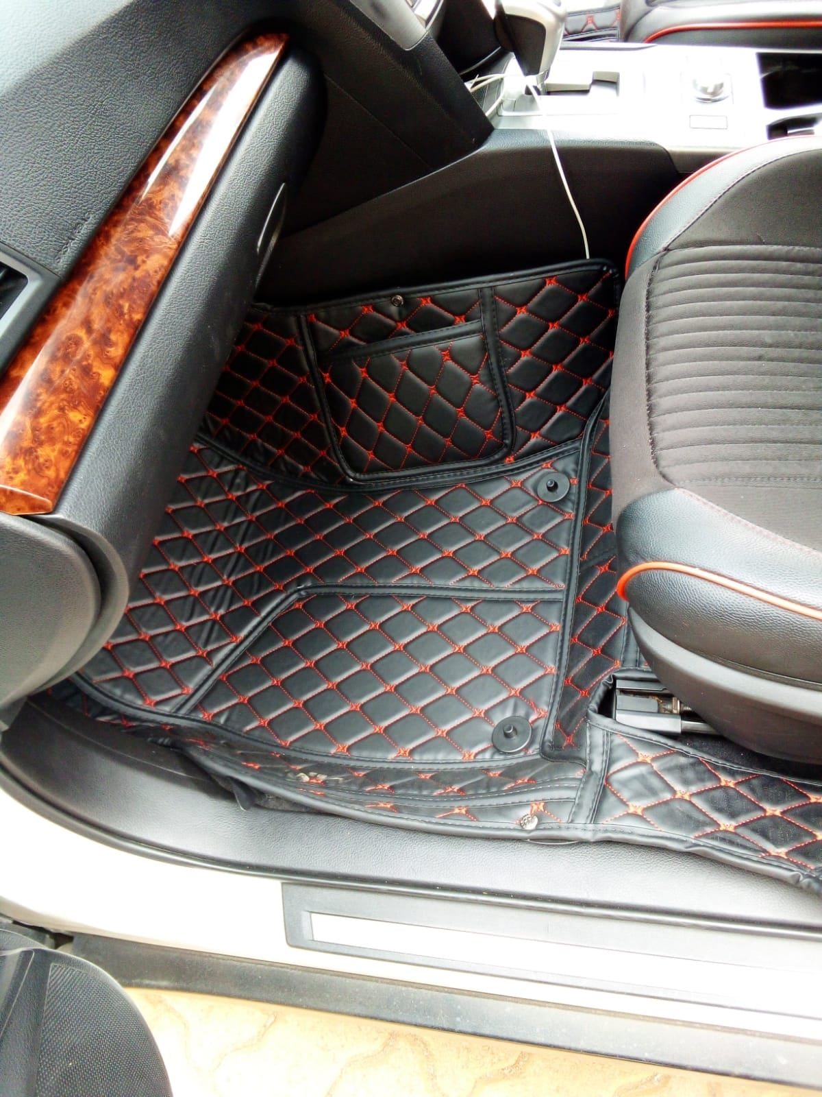 Front row 3D mat, black with red stitch